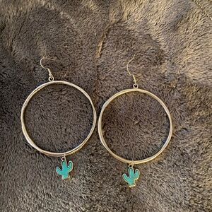 Turquoise cactus hoops